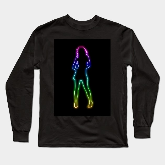 Neon Light Dancer Long Sleeve T-Shirt by podartist